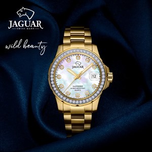 Jaguar - Diver Damenuhr in Gold doppelt mit Stein auf der Lünette